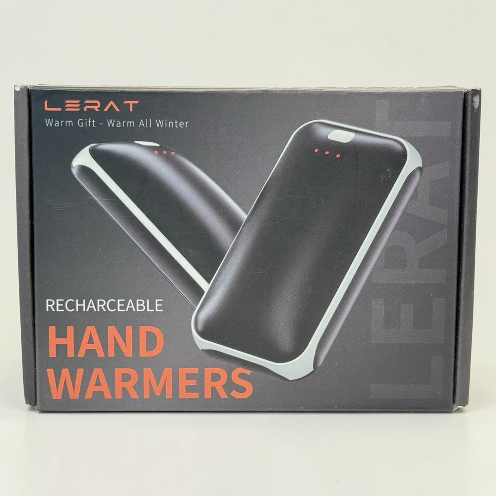 LERAT A22 Rechargeable Hand Warmers 2 Pack 4000mAh USB-C Pocket Heater Black